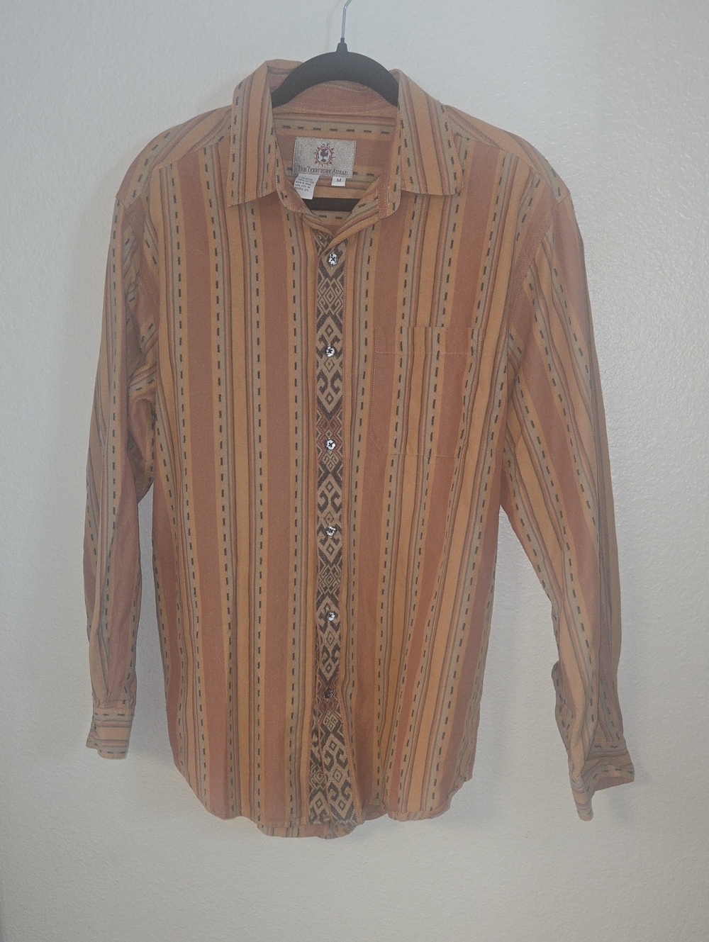 The Territory Ahead Rust and Tan Striped Button-Down Shirt